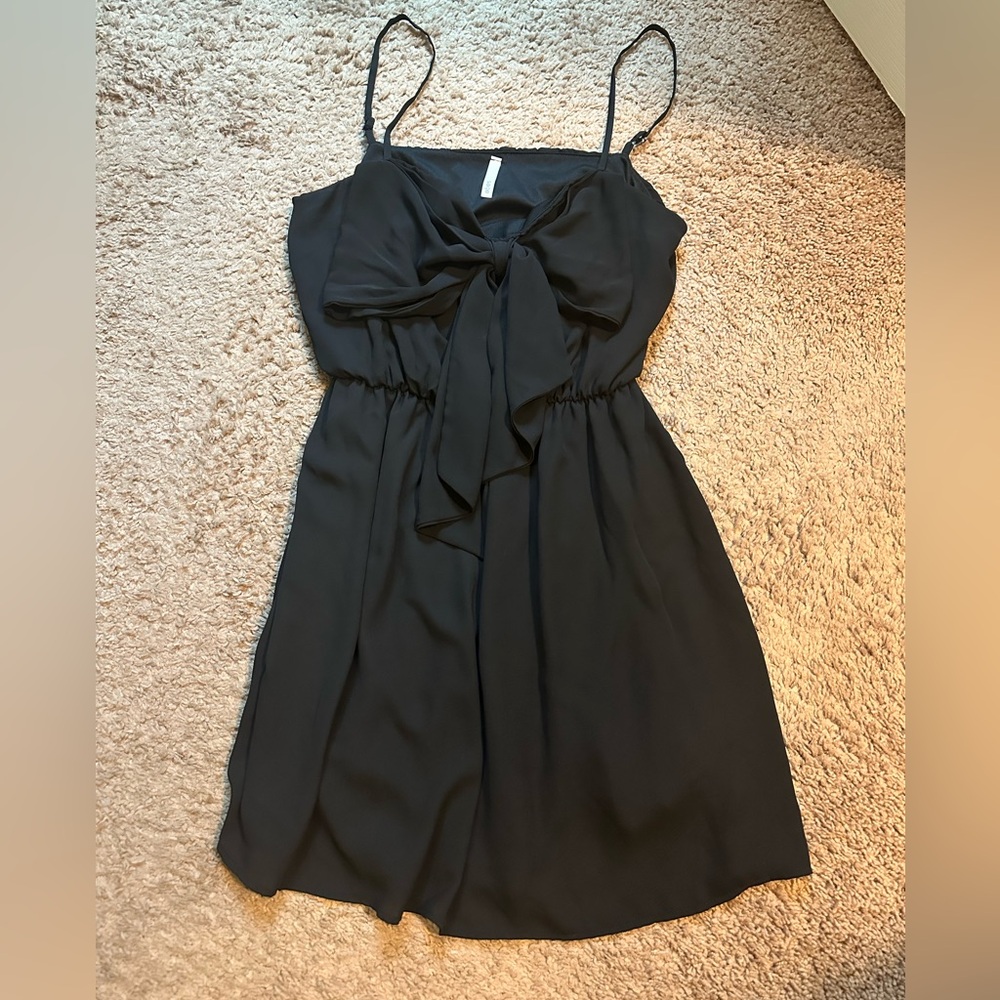 Sage Black Bow-Tie Mini Dress
